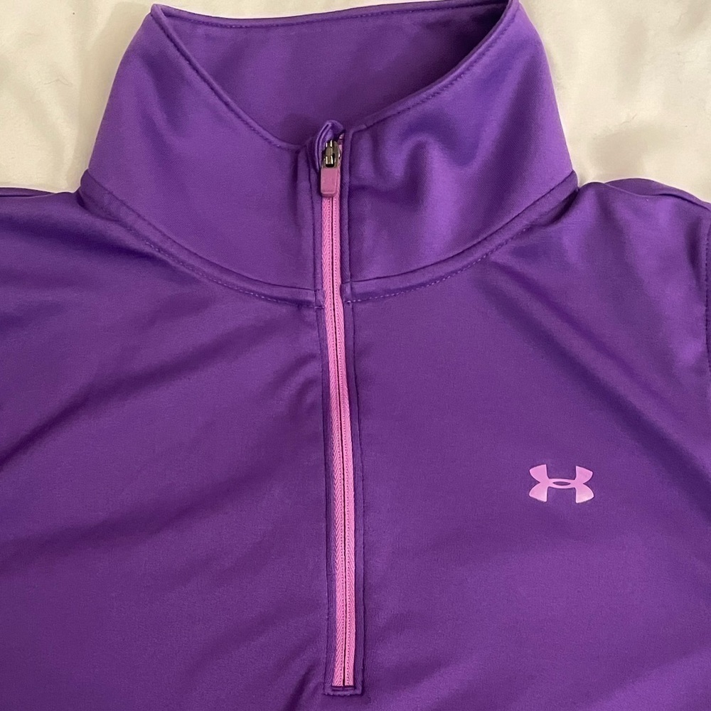 Under Armour Purple Semi-Fitted Heat Gear 3/4 Zip Pullover Size Small - Picture 3 of 5